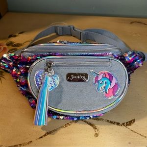 Justice Multicolor Sparkly Sequin Unicorn Waist Bag Purse Fanny Pack